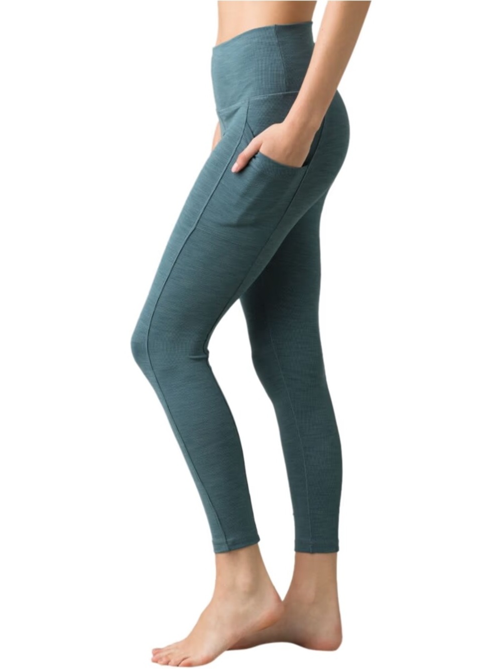 PRANA Becksa 7/8 Ribbed High Rise Yoga Leggings Heather Teal Athleisure size 1x